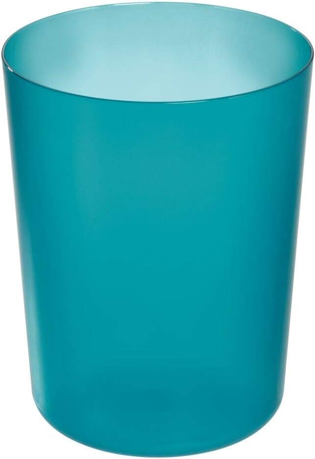 iDesign Finn Round Plastic Trash Can, Compact Waste Basket Garbage Can- Teal Blue