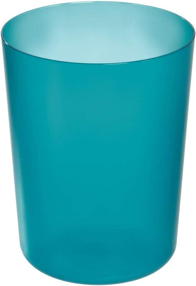 iDesign iDesign Finn Round Plastic Trash Can, Compact Waste Basket Garbage Can- Teal Blue