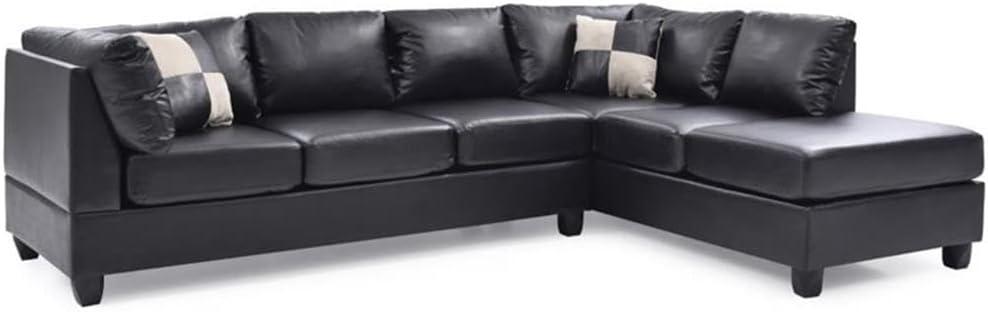 Glory Furniture Malone Faux Leather Sectional in Black
