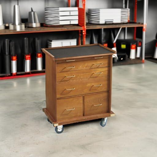 CASTLECREEK 6 Drawers Oak Wheeled Storage Cabinet, Wood