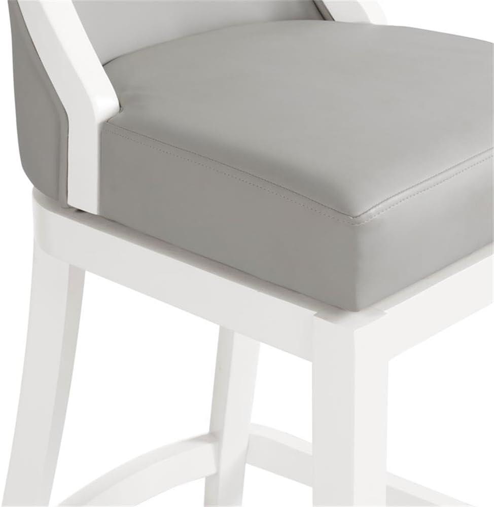 Alaterre Ellie 19" Wide Solid Rubber Wood Frame Linen Fabric Counter Height Swivel Stool With Back