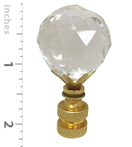 Royal Designs, Inc. Large Diamond Faceted Cut Clear K9 Crystal 1.5" Lamp Finial for Lamp Shade, Polished Brass Base (CCF-2005L-PB-1)