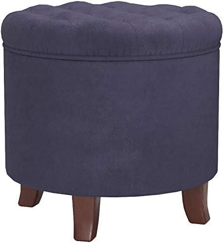 Large Round Button Tufted Storage Ottoman - HomePop