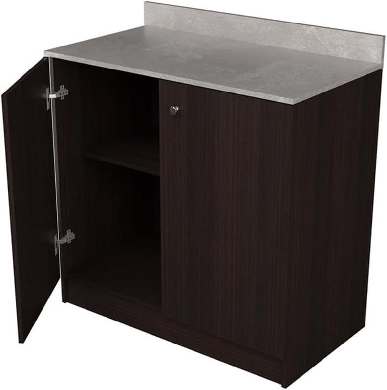 Inval Ambrossia 2-Shelf Breakroom Base Cabinet (36" x 34" x 20"), Espresso/Stone