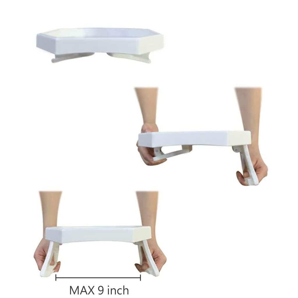 Xchouxer Sofa Arm Clip Table, Armrest Tray Table, Drinks/Remote Control/Snacks Holder (White , 2.5D x 9W x 4.5H in