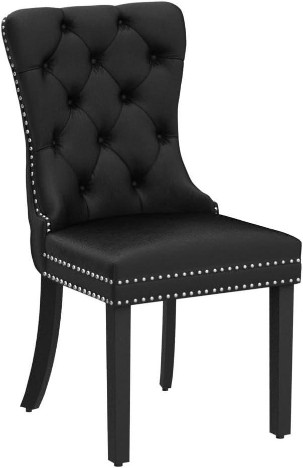 Westice Dining Chairs Set of 6, Tufted Dining Room Chair with Nailhead for Kitchen Restaurant, Black