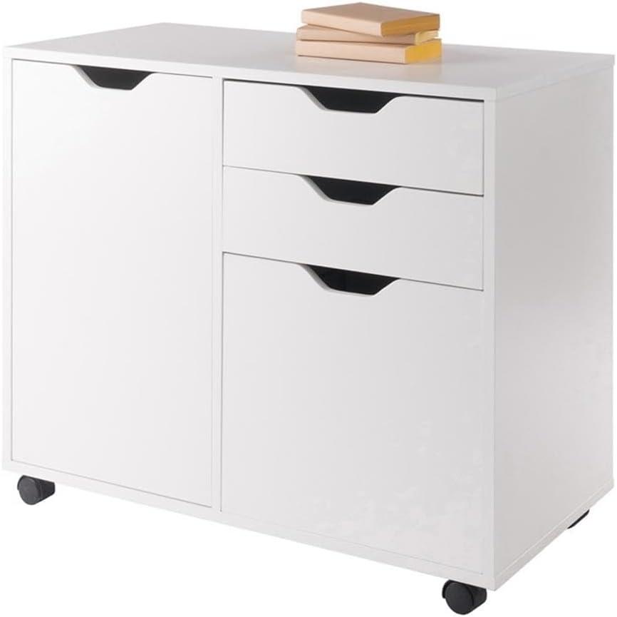 White Mobile 2-Drawer Filing Cabinet with Adjustable Shelf