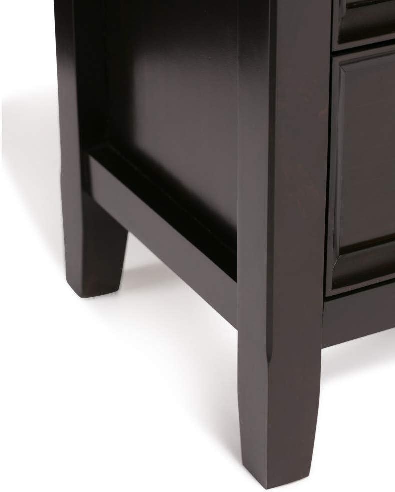 Simpli Home Amherst 32"W Solid Wood 2-Shelf Low Storage Cabinet with Adjustable Shelves and Tapered Legs