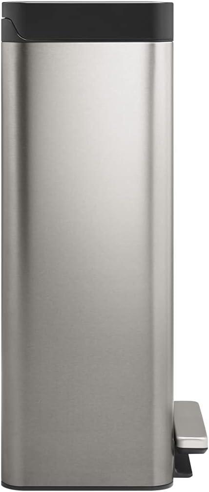 Reset 8 Gallon Kitchen Trash Can, Stainless Steel Hand Free Step Trash Can with Quiet-Close Lid