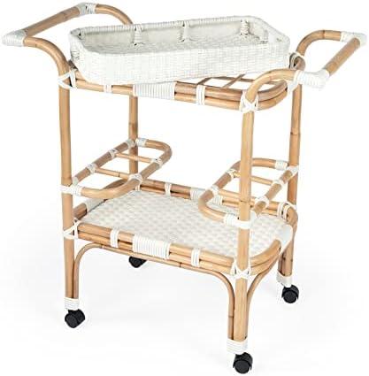 Butler Specialty Company Selena White Rattan Bar Cart