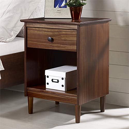 Walker Edison 1 Drawer Solid Wood Nightstand in Walnut