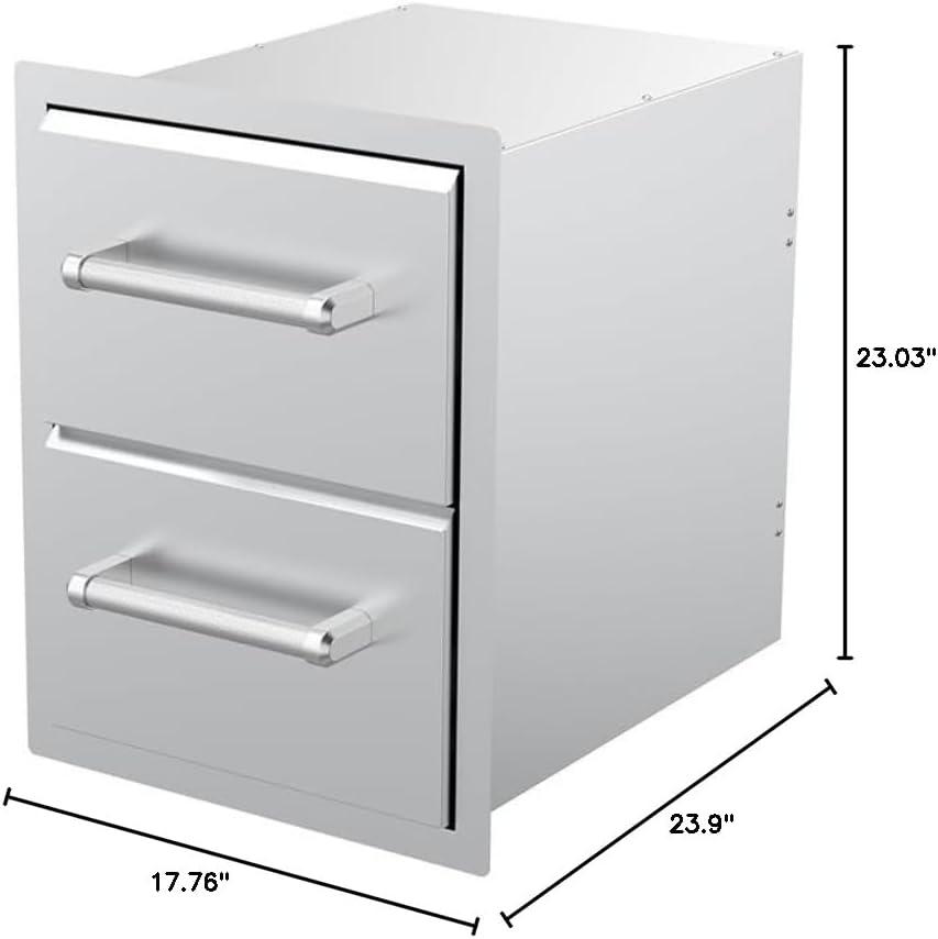 Stainless Steel Vertical Double Drawer Outdoor Kitchen Unit