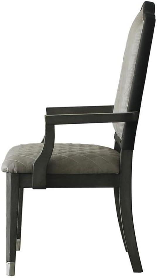 21.7" House Beatrice Two-Tone Accent Chair Gray Fabric/Charcoal Finish - Acme Furniture