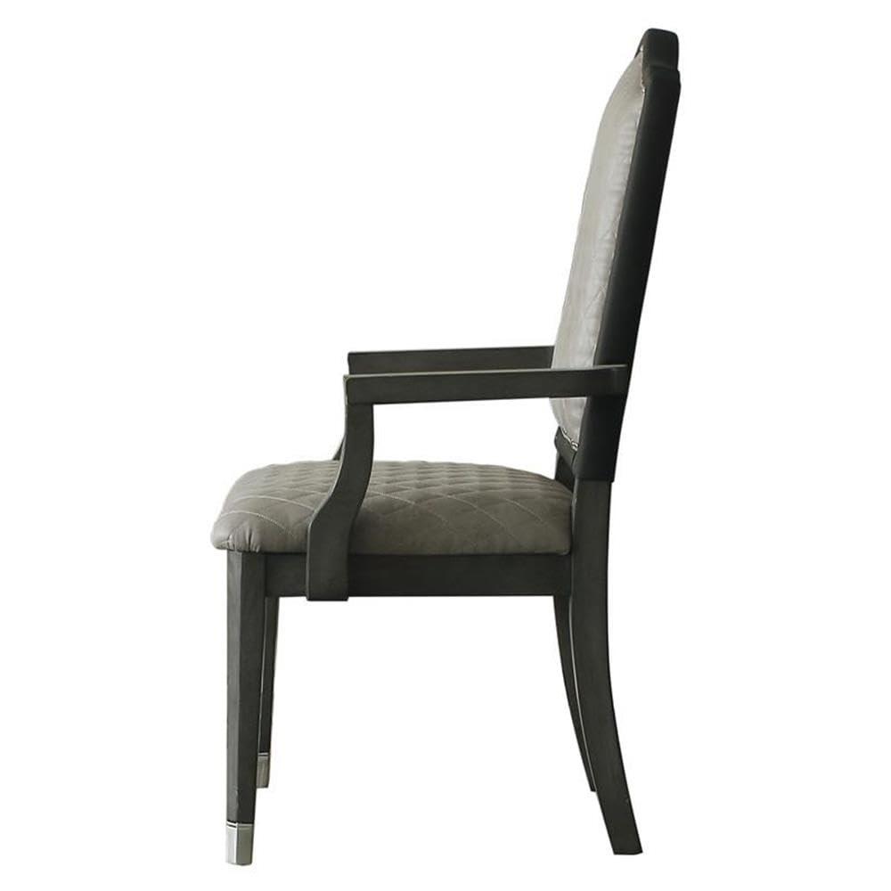 21.7" House Beatrice Two-Tone Accent Chair Gray Fabric/Charcoal Finish - Acme Furniture