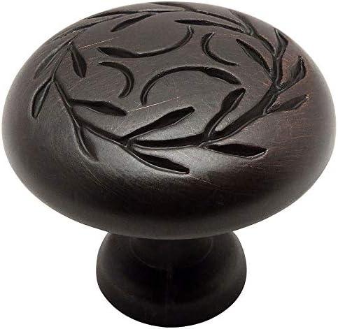 Cosmas 25 Pack 464ORB Oil Rubbed Bronze Leaf Cabinet Hardware Round Knob - 1-1/4" Inch Diameter