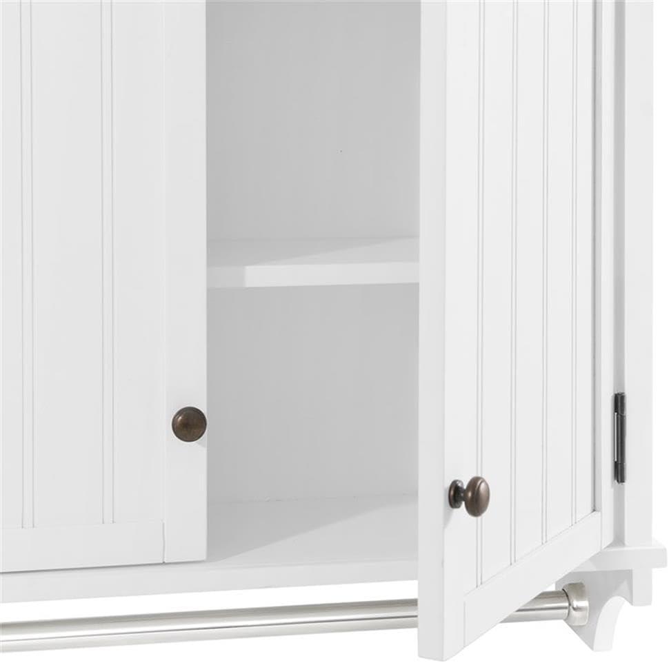 Dover Wall Mounted Bathroom Storage Cabinet with Two Doors and Towel Rod White - Alaterre Furniture