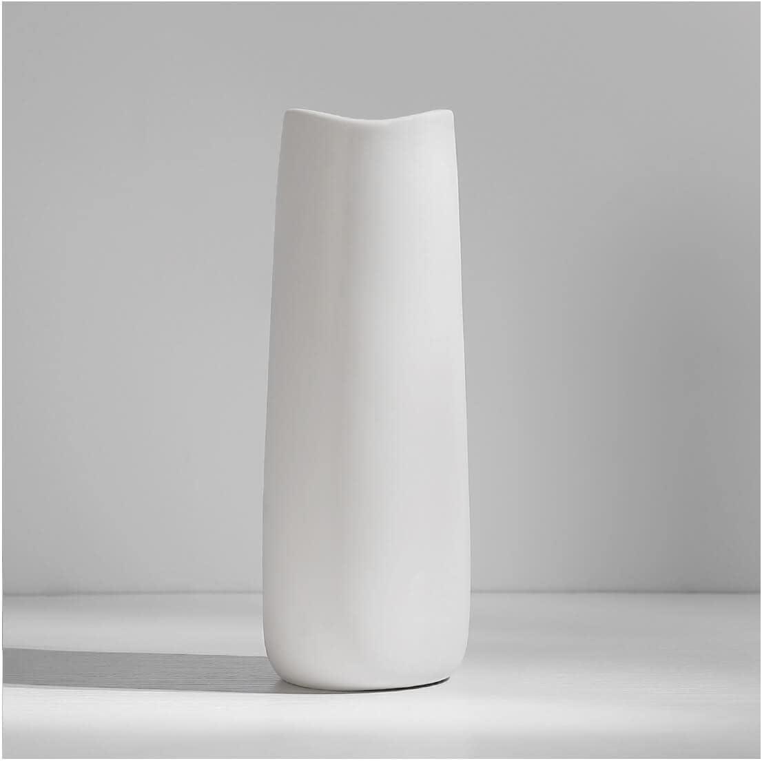 White Ceramic Geometric Decorative Table Vase