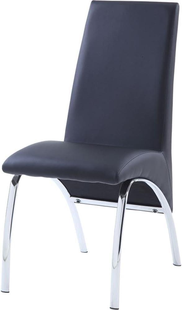 Set of 2 17" Pervis PU Dining Chairs Black/Chrome - Acme Furniture