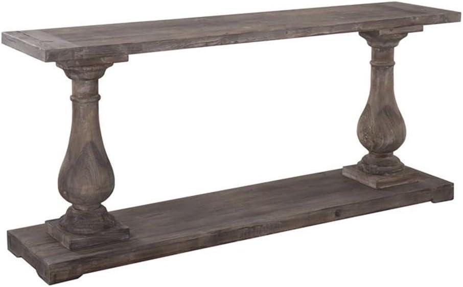 Rustic Brown Reclaimed Pine Console Table with Storage