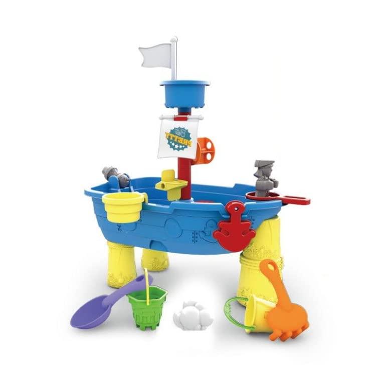 Beach Toy Pirate Ship Sandboxes 21 Pcs Sand Water Table for Boys Girls Toddlers + 3 Y Mundo Toys