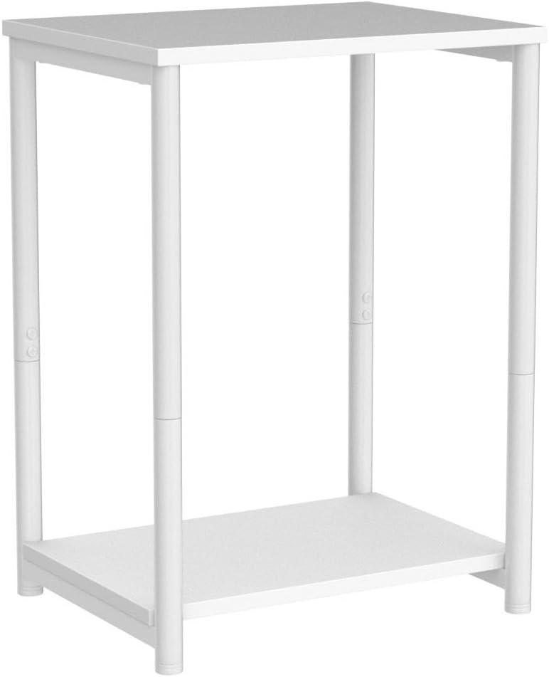 White Metal Rectangular End Tables with Storage Shelves