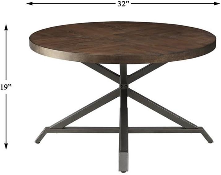 Industrial Brown and Gray Pine Veneer Round Table Set