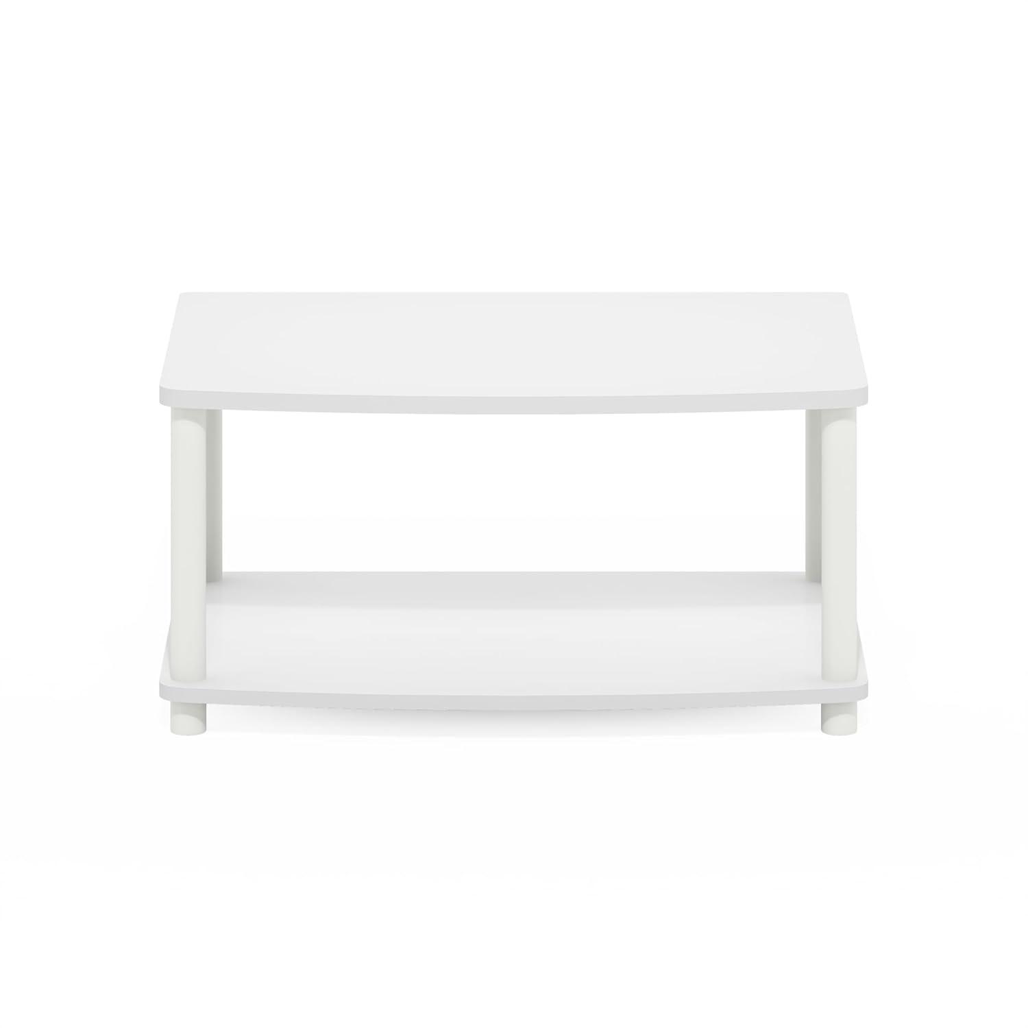 Furinno Turn-N-Tube No Tools 2-Tier Elevated TV Stands, White/White