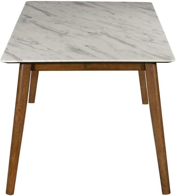 Everett Faux Marble Top Dining Table Natural Walnut and White