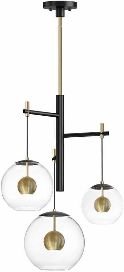 Aged Brass and Black 3-Light LED Globe Pendant