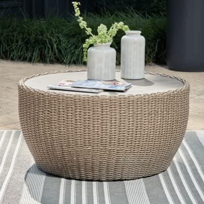 Signature Design by Ashley Casual Danson Outdoor Coffee Table  Beige