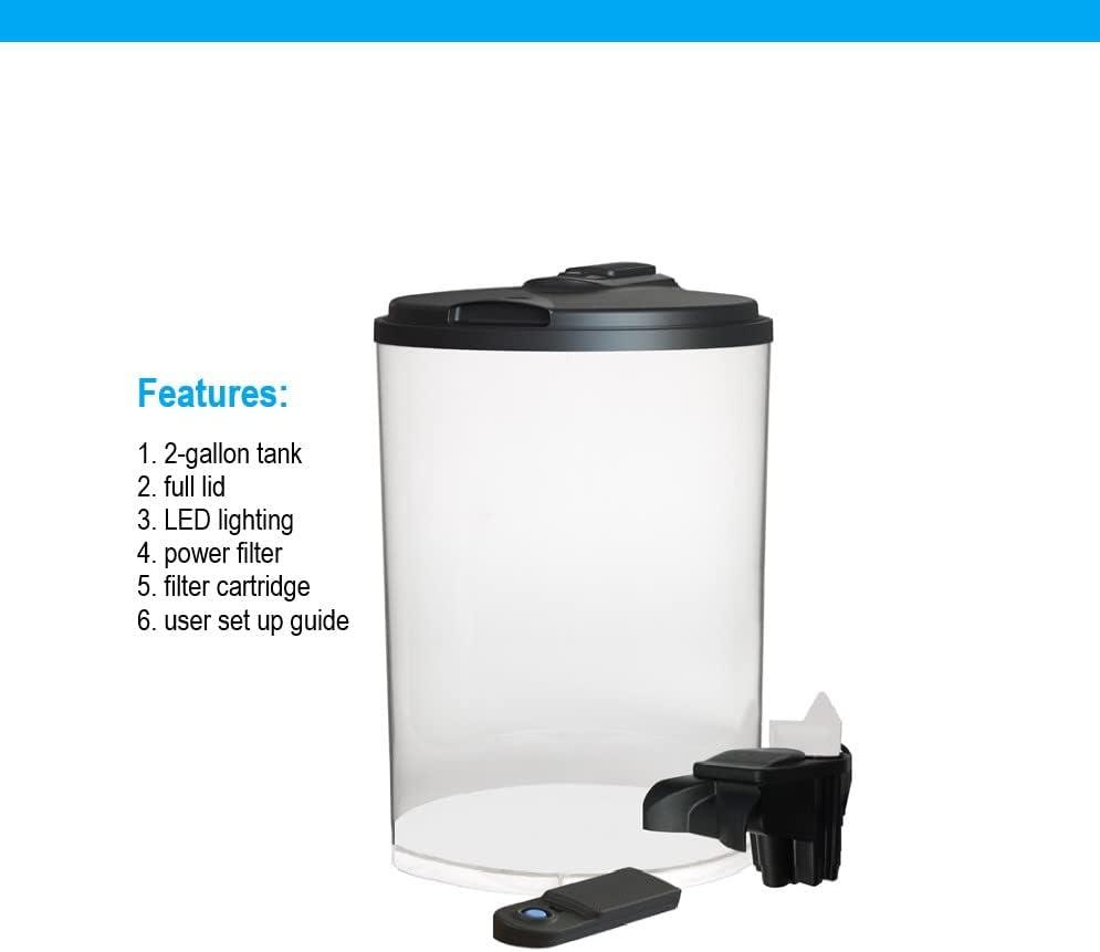 AquaView 2-Gallon Round Acrylic Aquarium Kit with LED Lighting