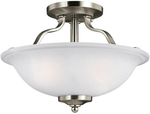 Emmons Brushed Nickel 13" LED Semi-Flush Mount with Satin Etched Glass