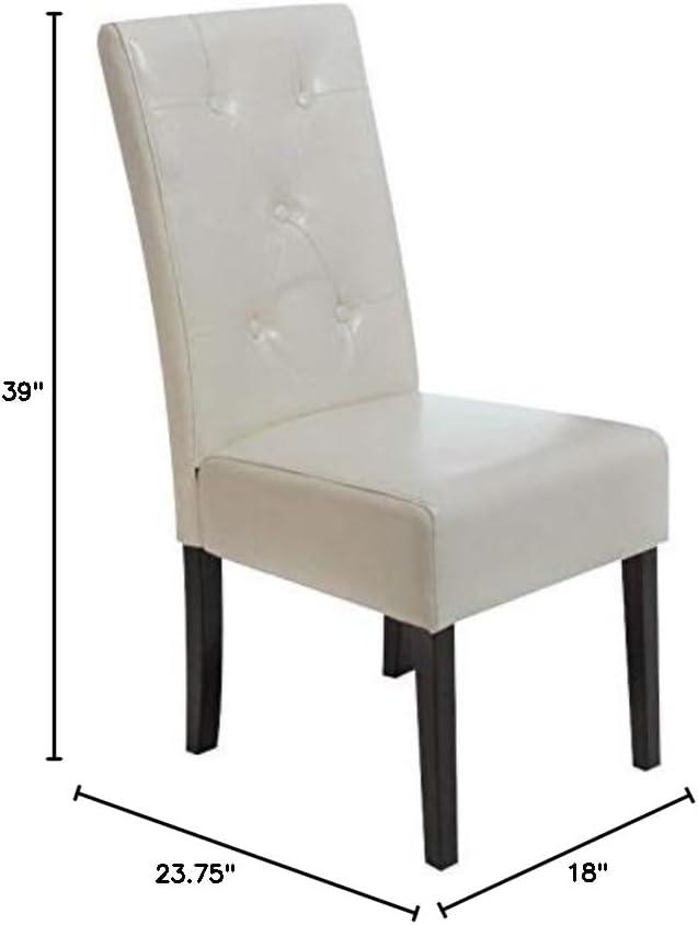 GDFStudio San Marcos Contemporary Tufted Dining Chairs (Set of 2), Ivory/Faux Leather