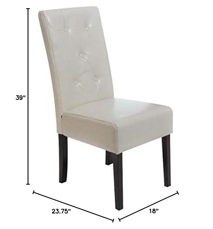 GDFStudio San Marcos Contemporary Tufted Dining Chairs (Set of 2), Ivory/Faux Leather