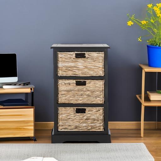 Halle Storage Side Table - AMH5738 - Distressed Black - Safavieh Couture