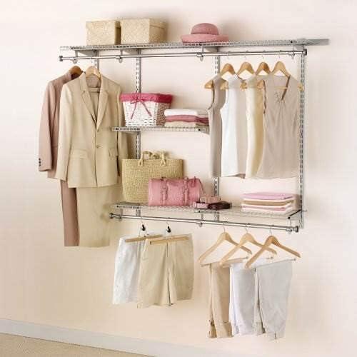 Rubbermaid Adjustable Silver Metal Closet Organizer Kit