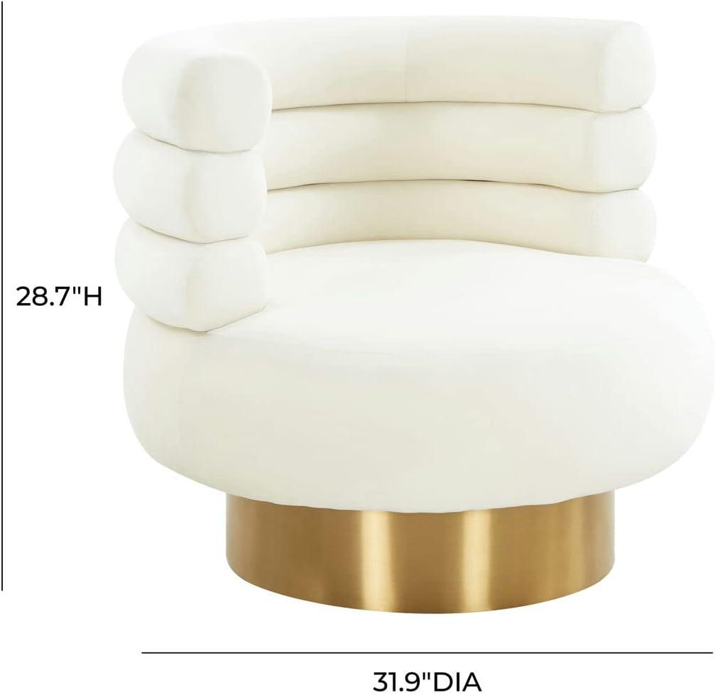 Handcrafted Naomi Cream Velvet 31.9" Swivel Chair