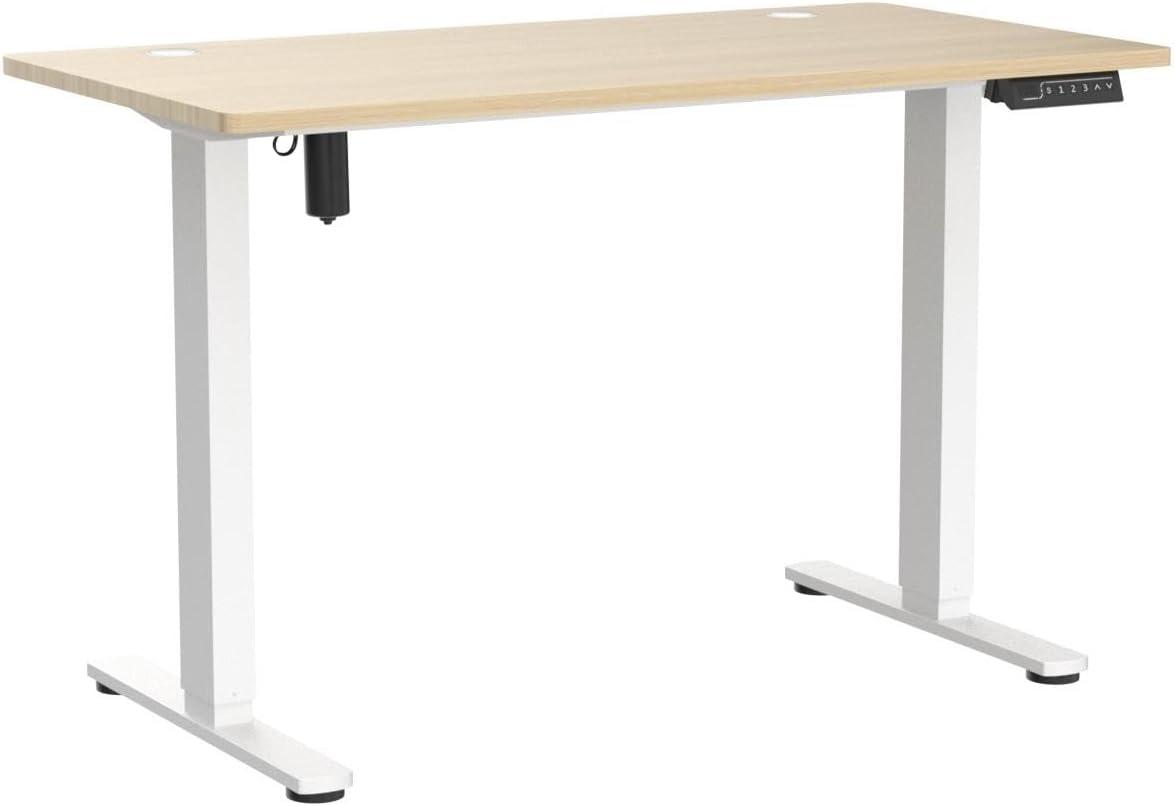 SMUG Standing Desk, 55 x 24 in Electric Height Adjustable Computer Desk Home Office Desks Sit Stand up Desk Computer Table with Memory Controller/Headphone Hook, Natural