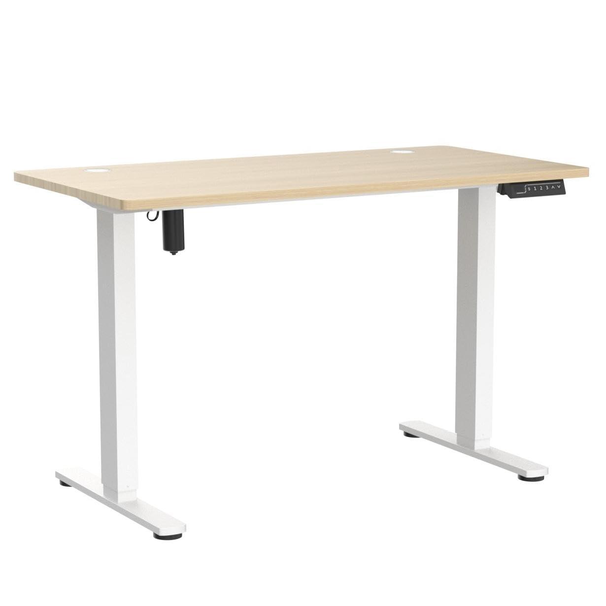 SMUG Standing Desk, 55 x 24 in Electric Height Adjustable Computer Desk Home Office Desks Sit Stand up Desk Computer Table with Memory Controller/Headphone Hook, Natural