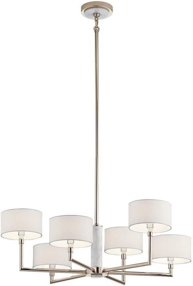 Laurent 33" Polished Nickel 6-Light Candle Chandelier