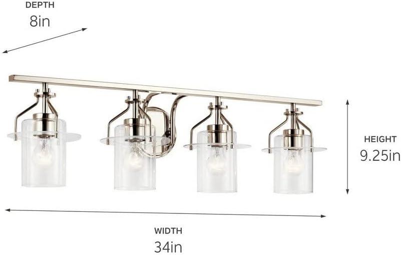 Polished Nickel 4-Light Dimmable Cylinder Vanity Fixture