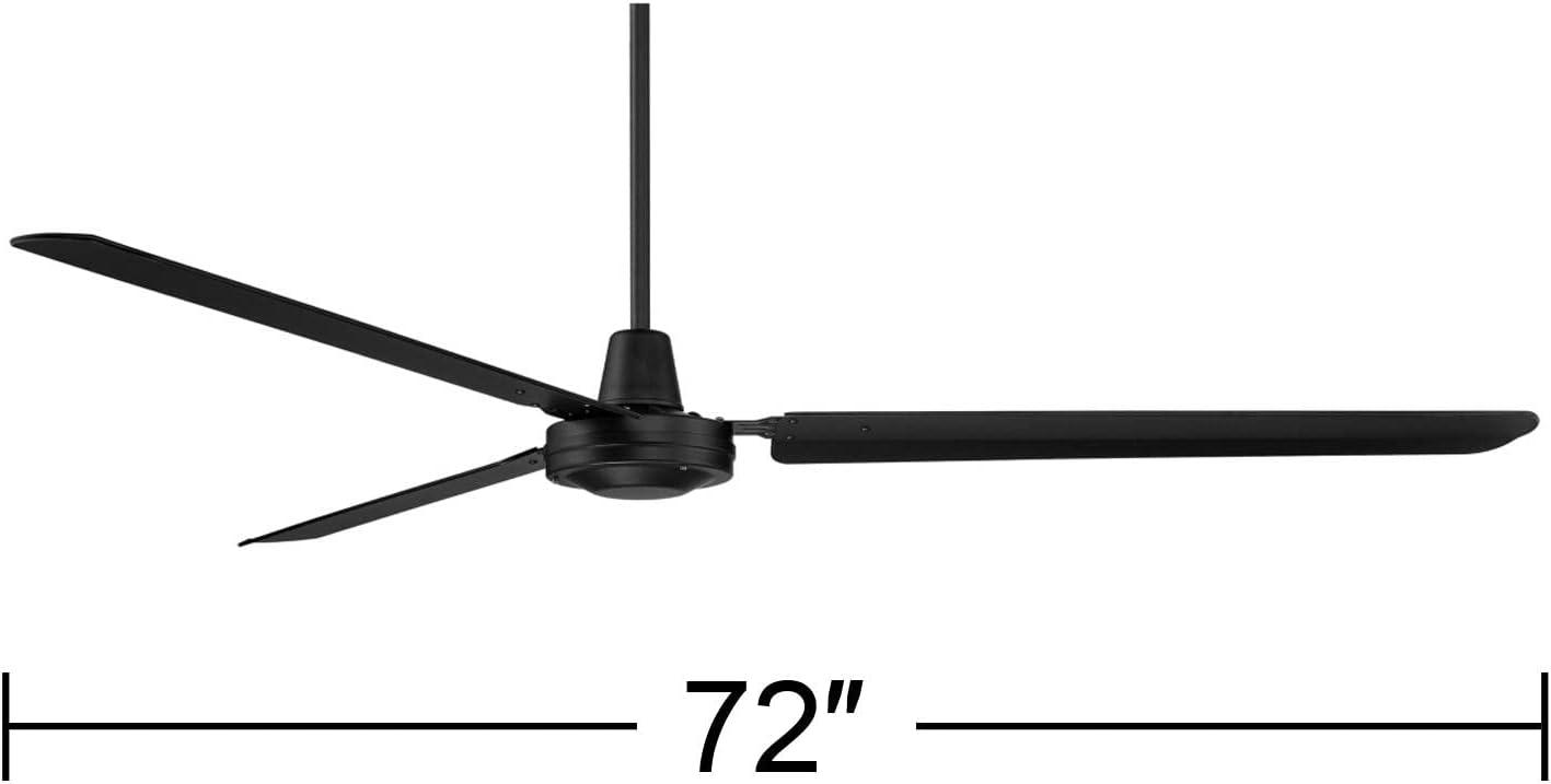 Casa Vieja 72" Casa Velocity Large Modern Indoor Outdoor Ceiling Fan 3 Blade Wall Control Matte Black Finish Bedroom Living Room Damp Rated