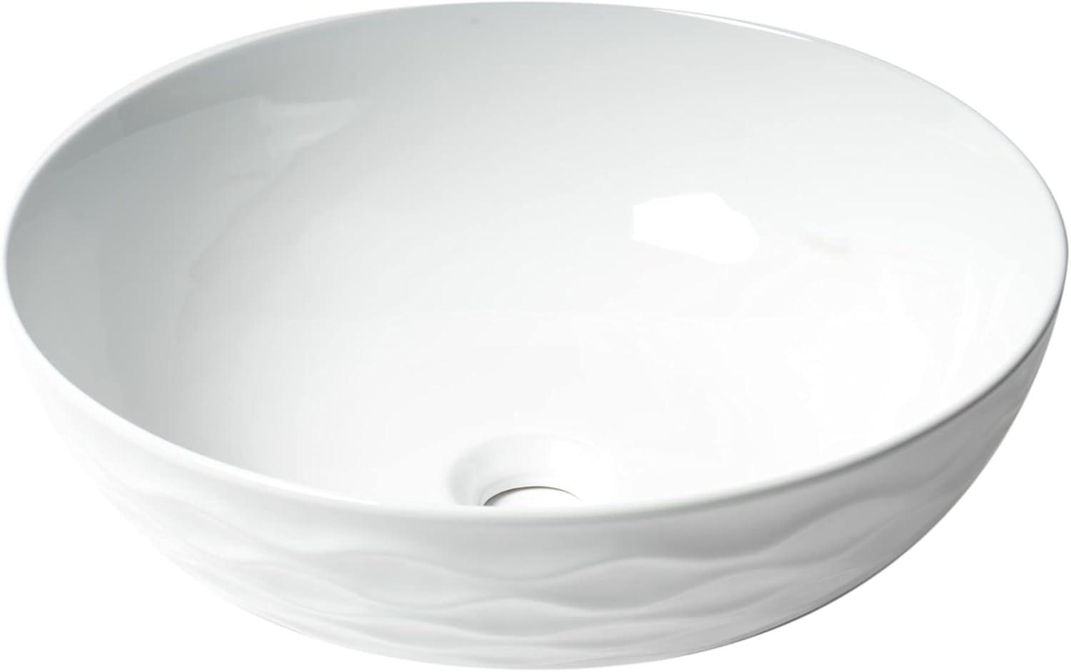 White Ceramic Round Vessel Bathroom Sink