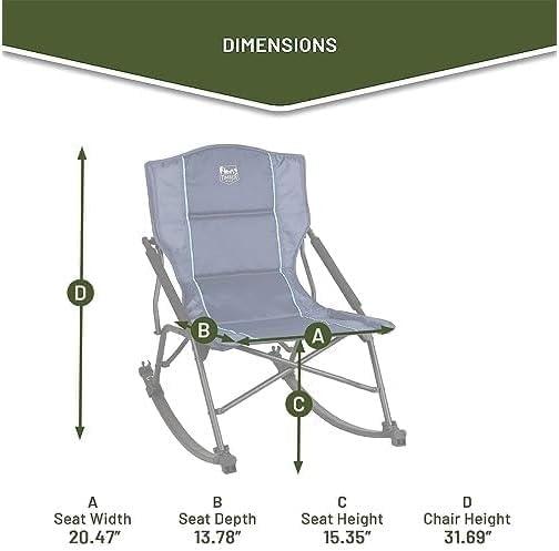 Folding Rocking Camping Chair with Hard Armrests, Portable Outdoor Rocker for Patio, Garden, Lawn, Supports up to 250 lbs, Blue