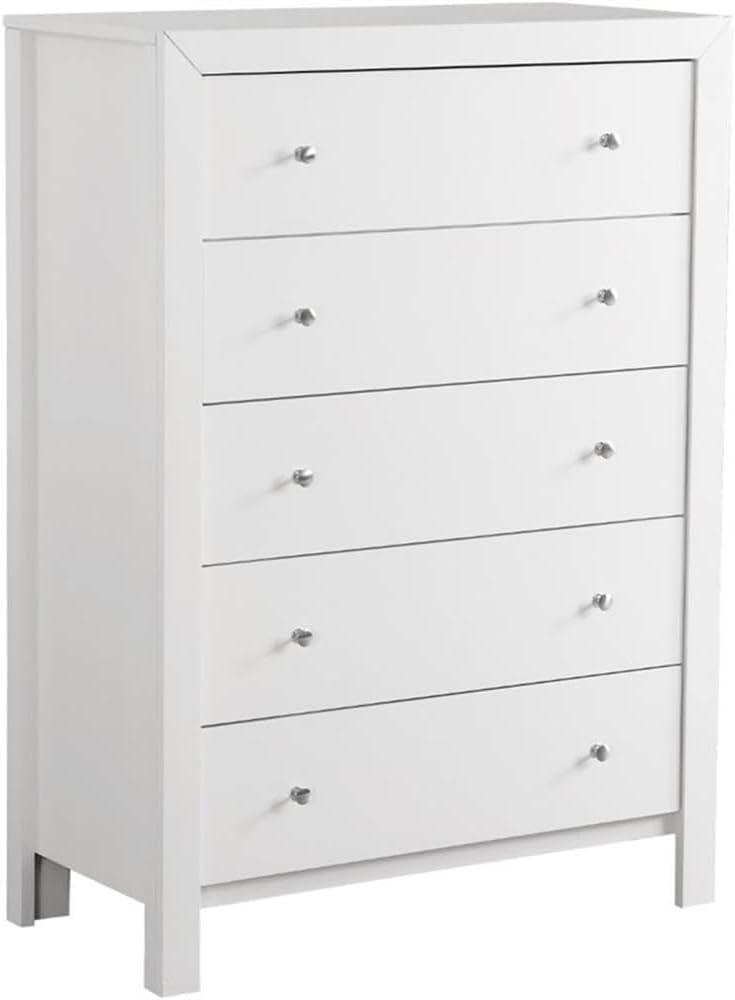 White 48" 5-Drawer Chest with Dovetail Drawers