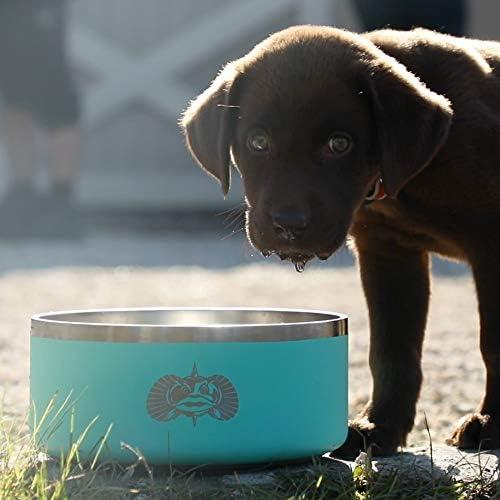 White Stainless Steel Non-Tipping Dog Bowl with Lid