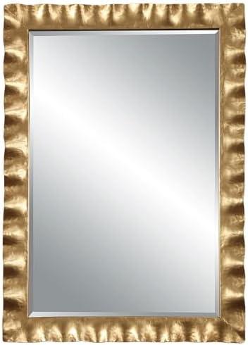 Uttermost Rectangular Vanity Accent Wall Mirror Modern Beveled Antiqued Gold Iron Frame 28 1/4" Wide Bathroom Bedroom Living Room