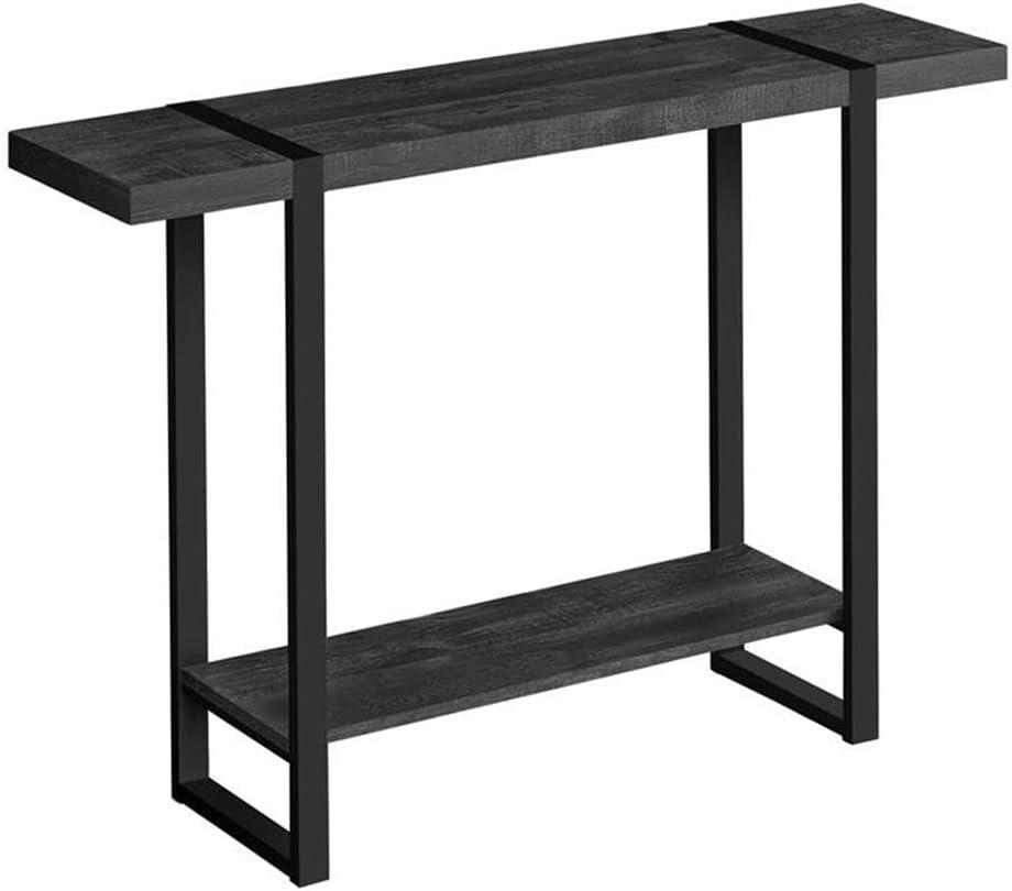 HetayC 2861 Accent Table, Console, Entryway, Narrow, Sofa, Living Room, Bedroom, Metal, Laminate, Black, Contemporary, Modern Table-48 L Reclaimed Wood-Look, 47.25" L x 12" W x 32" H