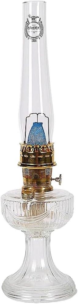 Aladdin Clear Glass Oil Lamp with Brass Trim, 24-inch