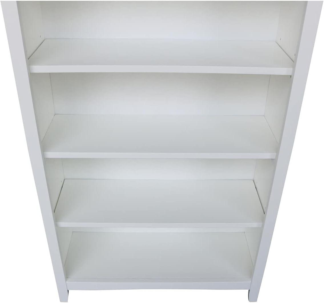 Transitional Solid Hardwood 60" White Shaker Bookshelf